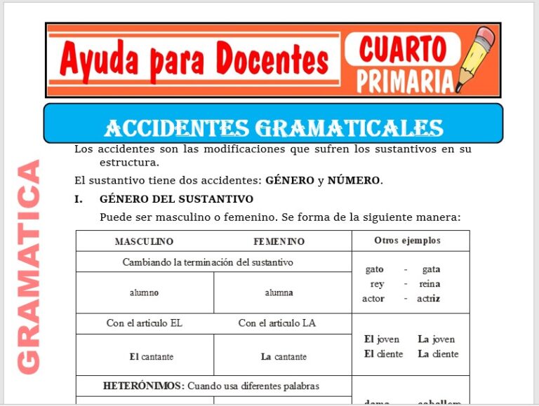 Gramática para Cuarto de Primaria – Ayuda para Docentes