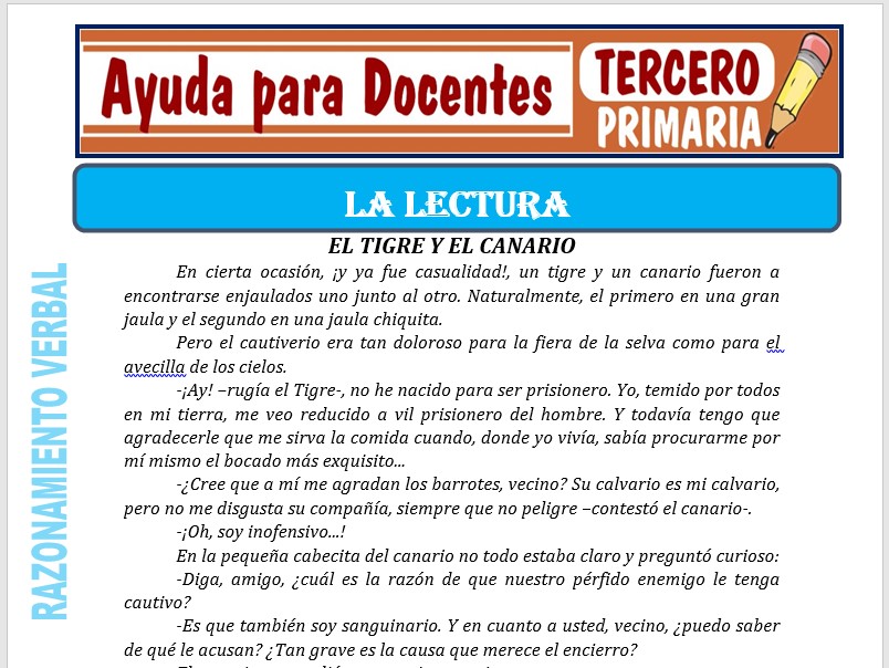 Modelo de la Ficha de Actividad de la Lectura. para Tercero de Primaria Modelo de la Ficha de Actividad de la Lectura. para Tercero de Primaria