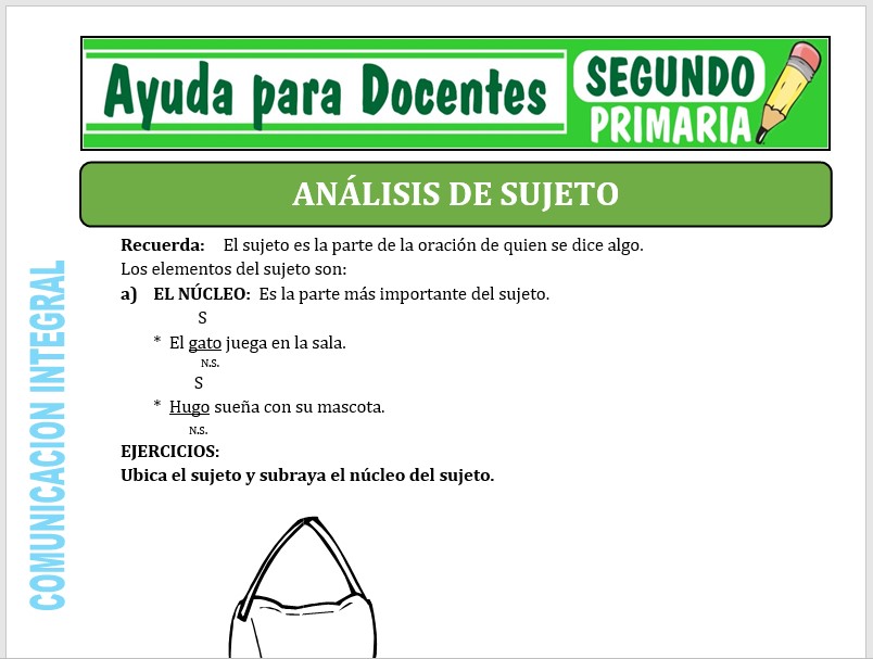 Modelo de la Ficha de Análisis del Sujeto para Segundo de Primaria