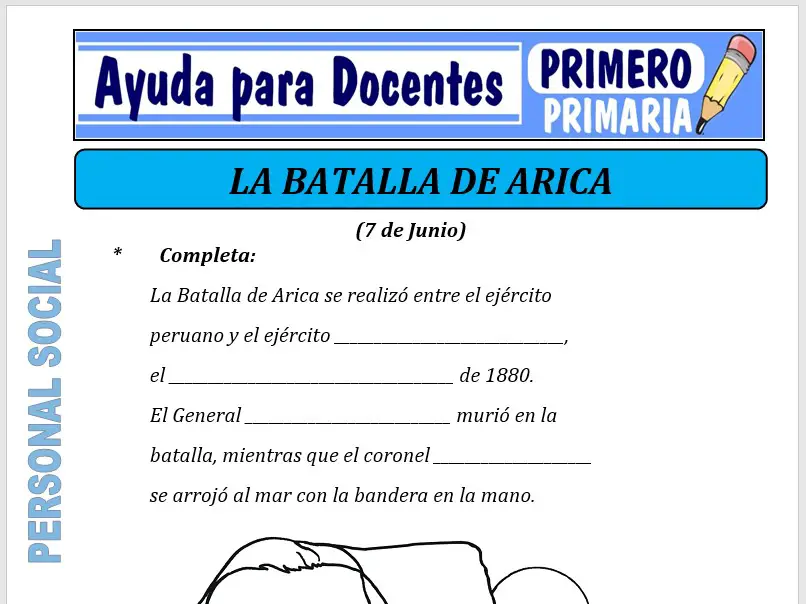 Modelo de la Ficha de Batalla de Arica para Primero de Primaria