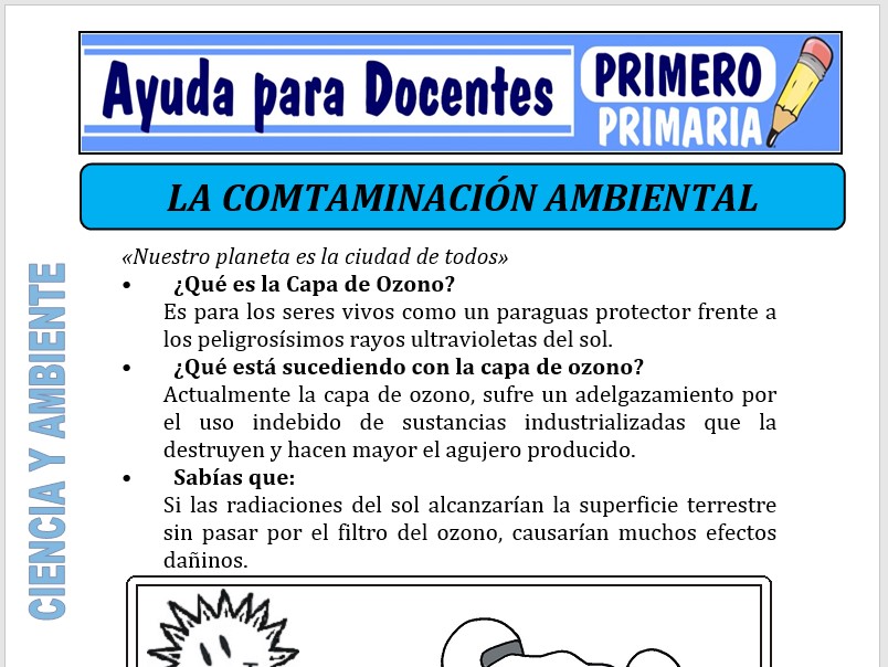Contaminación Ambiental para Primero de Primaria – Ayuda para Docentes