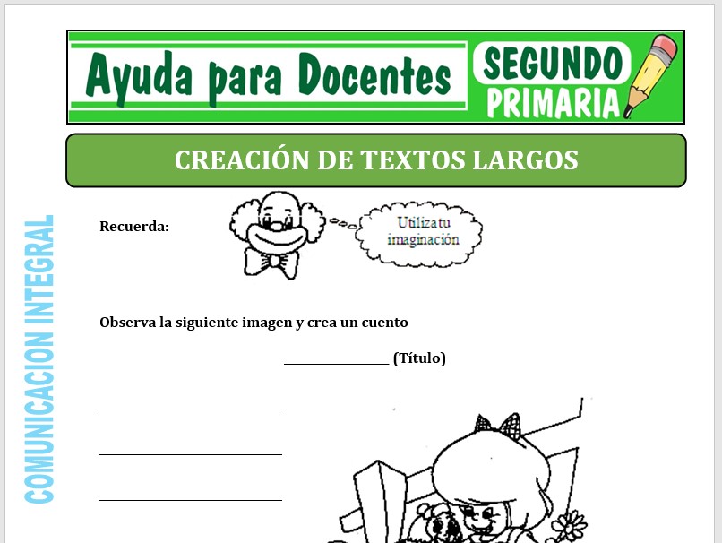 Modelo de la Ficha de Creación de Textos Largos para Segundo de Primaria