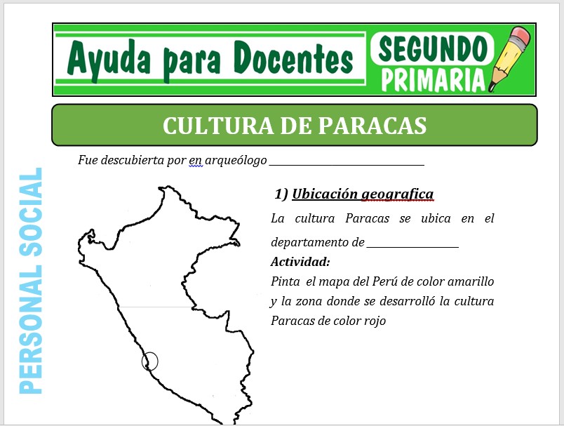 Modelo de la Ficha de Cultura de Paracas para Segundo de Primaria