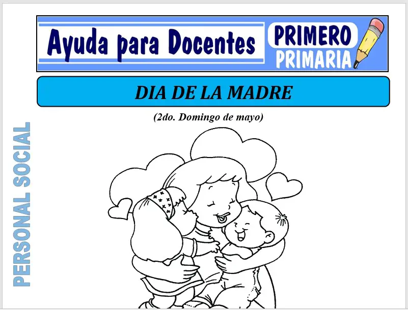 Modelo de la Ficha de Dia de la Madre para Primero de Primaria