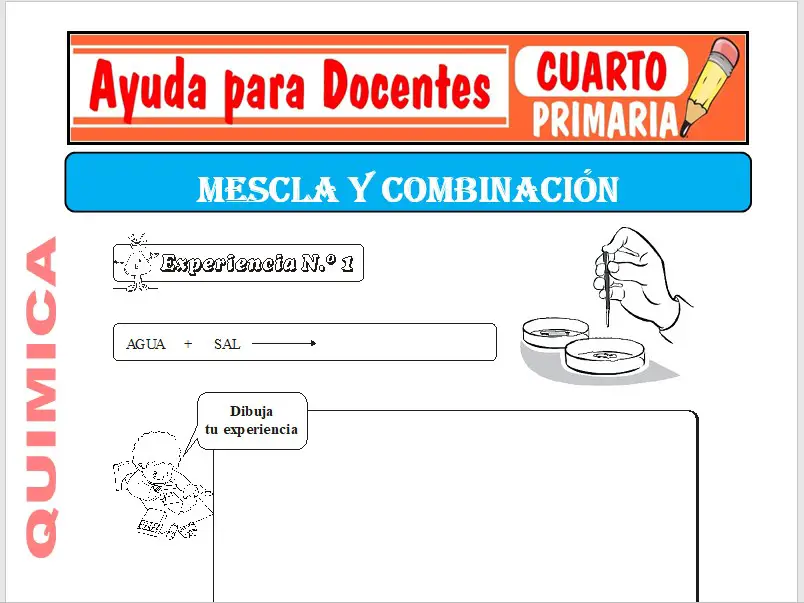Modelo de la Ficha de Diferencia entre Mescla y Combinación para Cuarto de Primaria