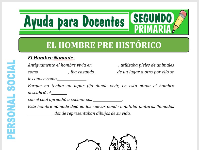 Modelo de la Ficha de El Hombre Pre Histórico para Segundo de Primaria