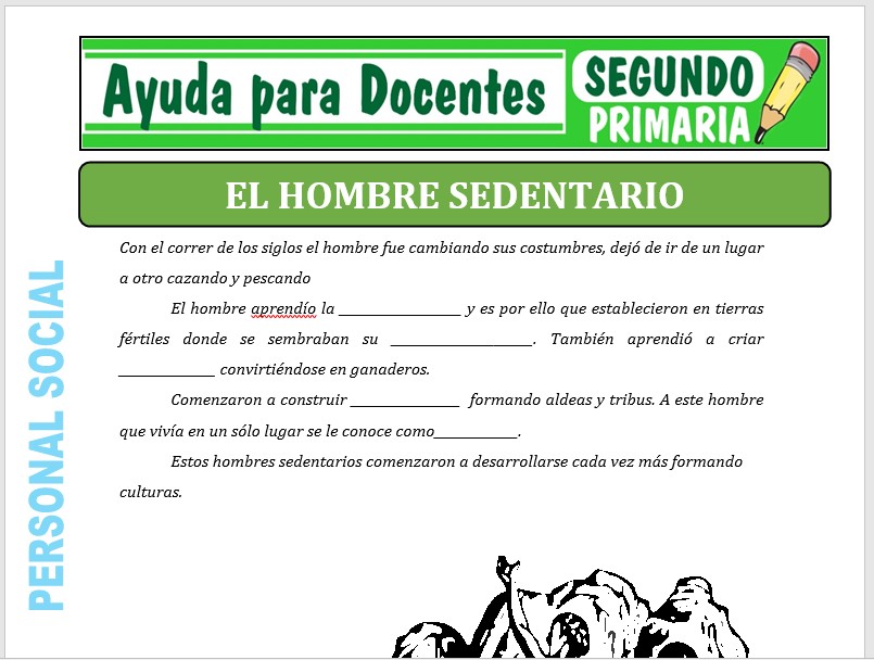 Modelo de la Ficha de El Hombre Sedentario para Segundo de Primaria