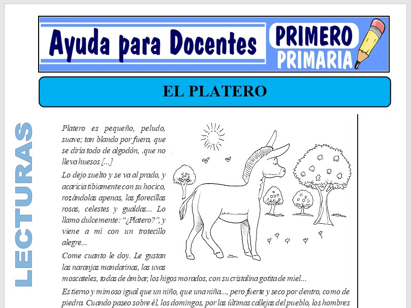 Modelo de la Ficha de El Platero para Primero de Primaria