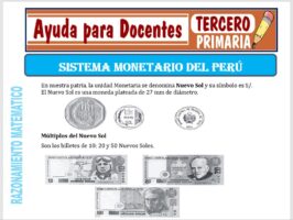 Modelo de la Ficha de Sistema Monetario del Perú para Tercero de Primaria