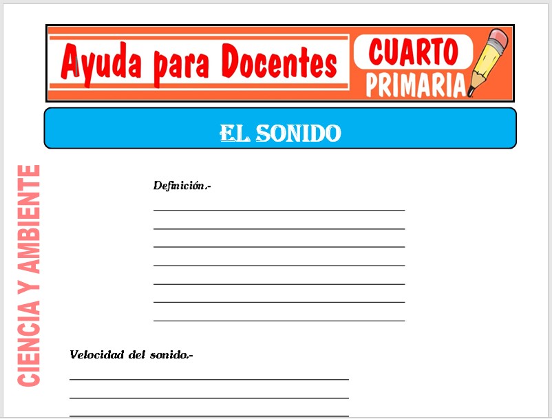 Modelo de la Ficha de El Sonido para Cuarto de Primaria