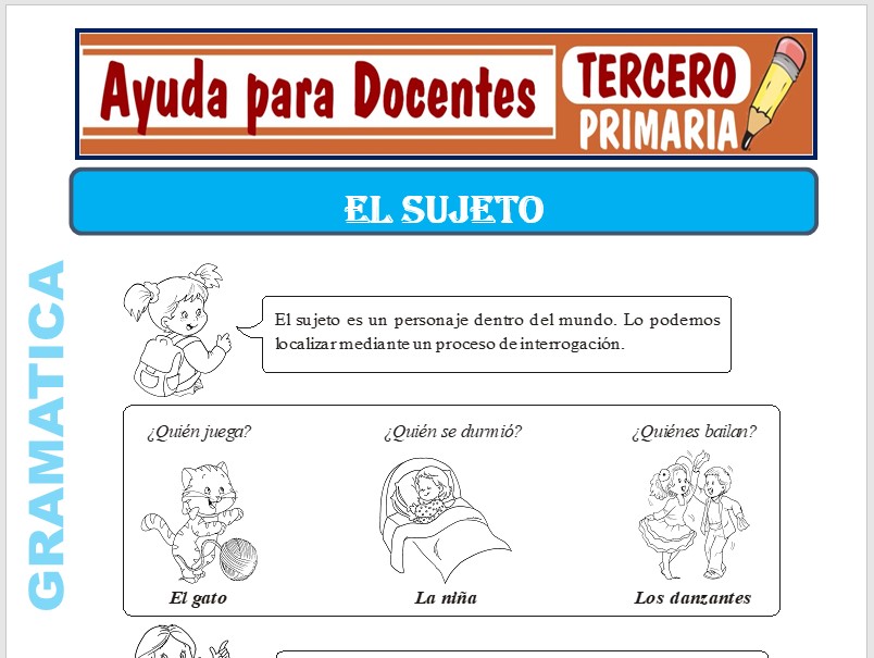 Modelo de la Ficha de El Sujeto para Tercero de Primaria