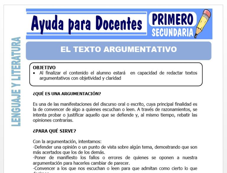 El Texto Argumentativo para Primero de Secundaria – Ayuda para Docentes