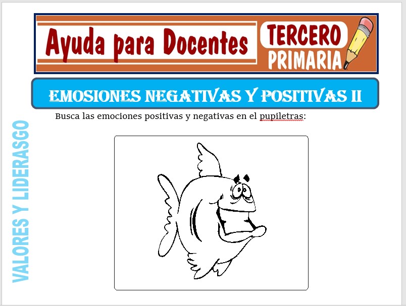 Modelo de la Ficha de Emociones positivas y Negativas II para Tercero de Primaria