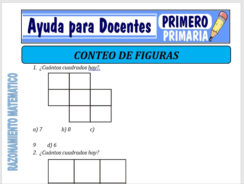 Modelo de la Ficha de Estilos de Conteo de Figuras para Primero de Primaria