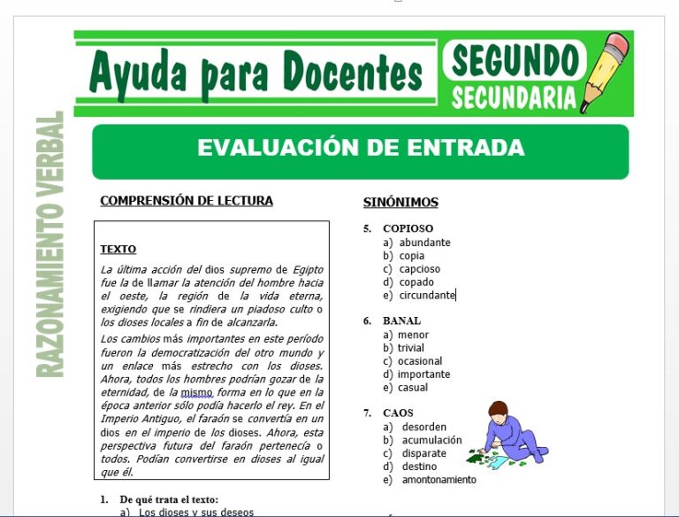 Razonamiento Verbal para Segundo de Secundaria – Ayuda para Docentes