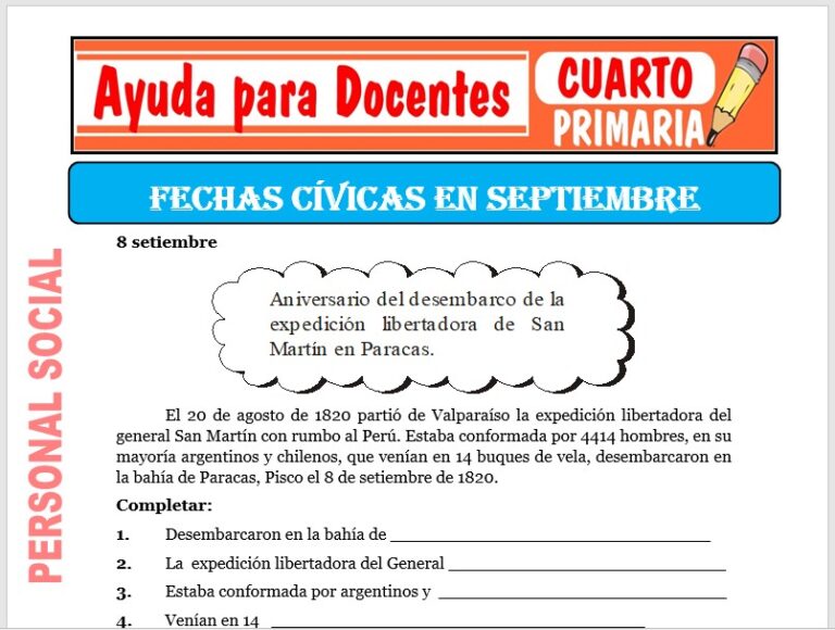 Fechas Cívicas del mes de septiembre para Cuarto de Primaria – Ayuda