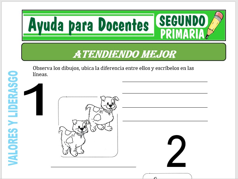 Modelo de la Ficha de Atendiendo Mejor para Segundo de Primaria
