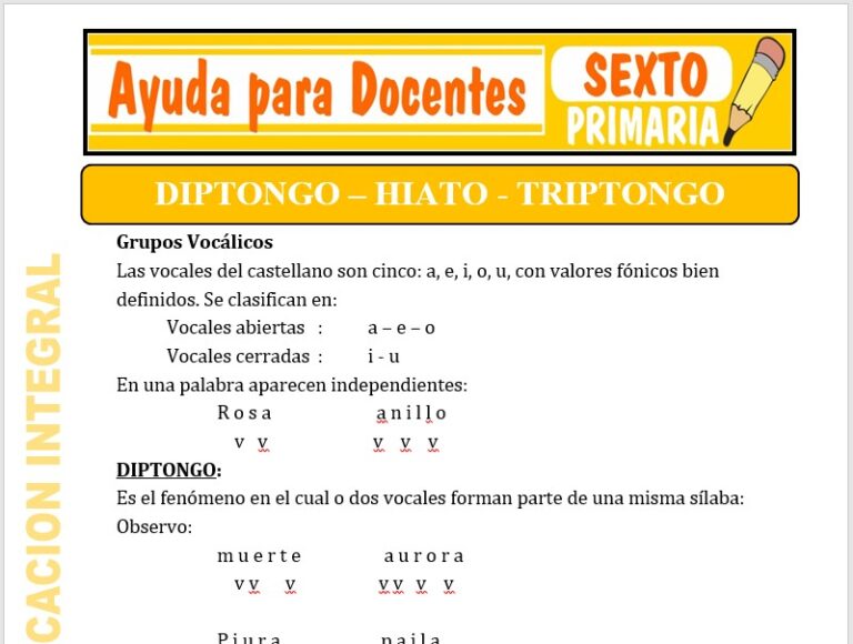 Diptongo - Triptongo e Hiato para Sexto de Primaria – Ayuda para Docentes