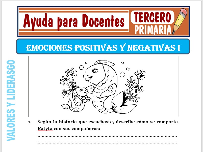 Modelo de la Ficha de Emociones Positivas y Negativas I para Tercero de Primaria