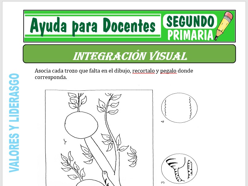 Modelo de la Ficha de Fichas de Integración Visual para Segundo de Primaria