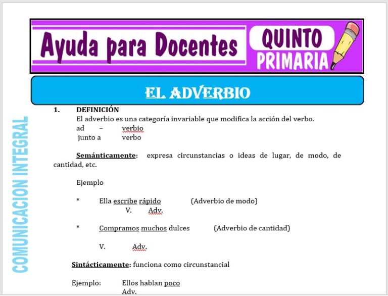 El Adverbio para Quinto de Primaria – Ayuda para Docentes
