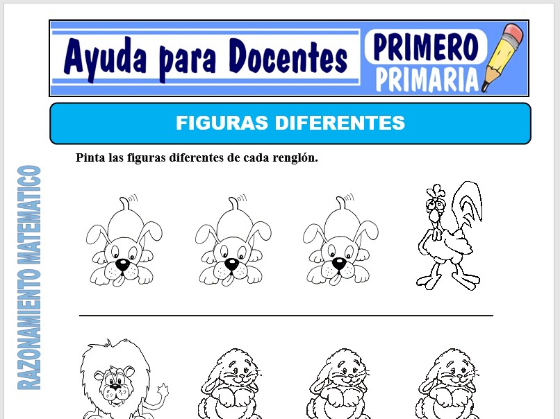 Modelo de la Ficha de Figuras Diferentes para Primero de Primaria
