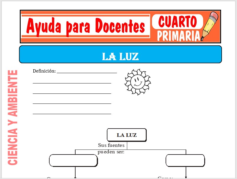 Modelo de la Ficha de La Luz para Cuarto de Primaria