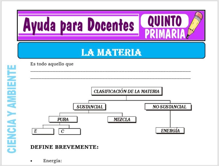 La Materia para Quinto de Primaria – Ayuda para Docentes