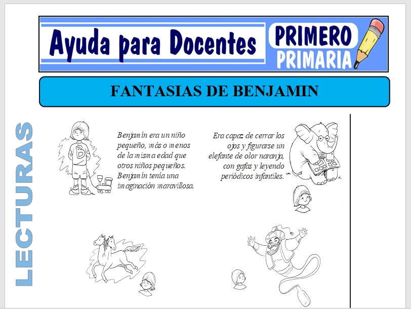 Modelo de la Ficha de Las Fantasías de Benjamín para Primero de Primaria