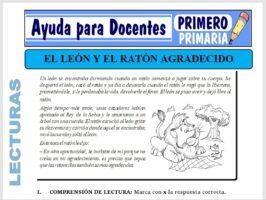 Modelo de la Ficha de El Rey León y el Ratón Agradecido para Primero de Primaria