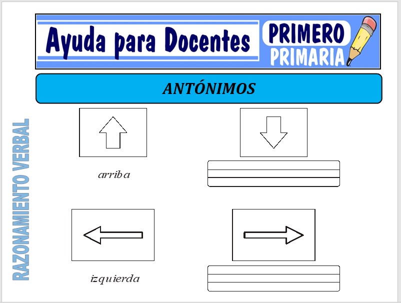 Modelo de la Ficha de Los Antónimos para Primero de Primaria