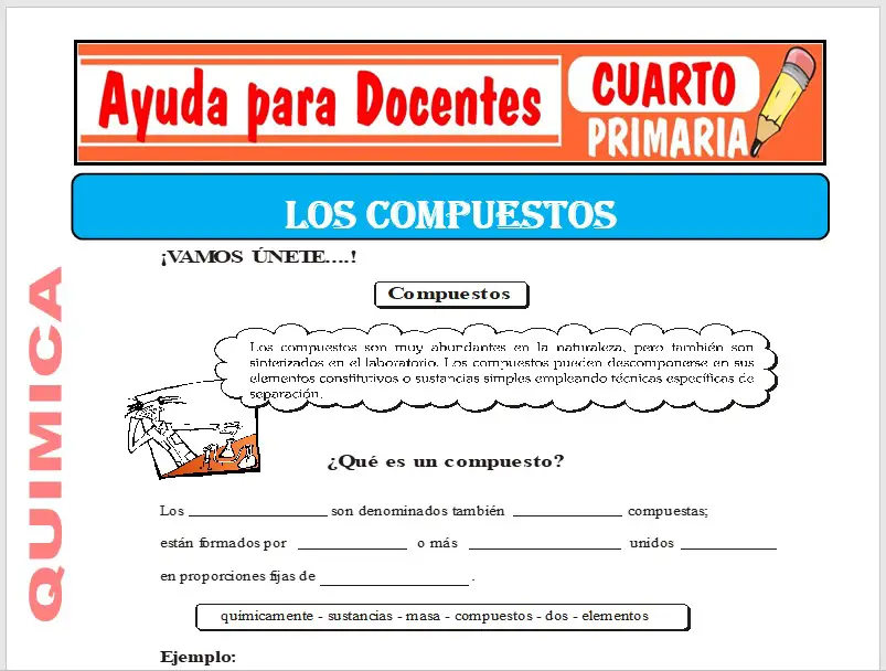 Modelo de la Ficha de Los compuestos para Cuarto de Primaria