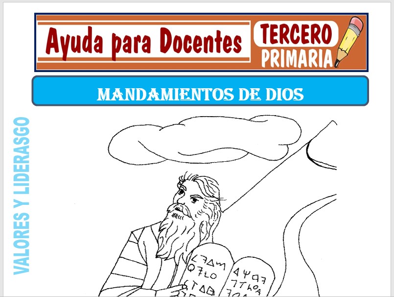 Modelo de la Ficha de Los Diez Mandamientos para Tercero de Primaria