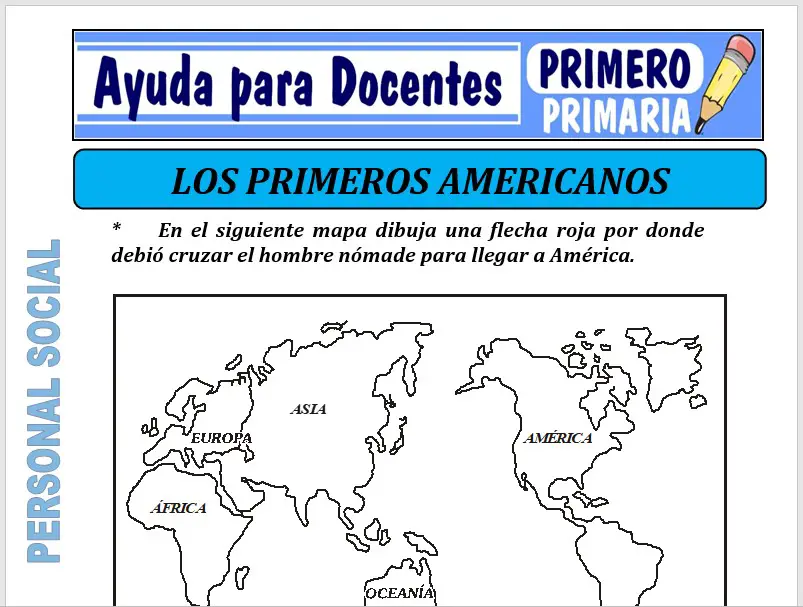 Modelo de la Ficha de Los Primeros Americanos para Primero de Primaria