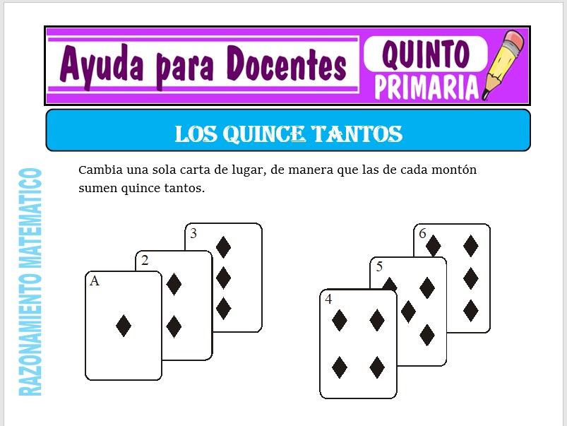 Modelo de la Ficha de Los Quince Tantos para Quinto de Primaria