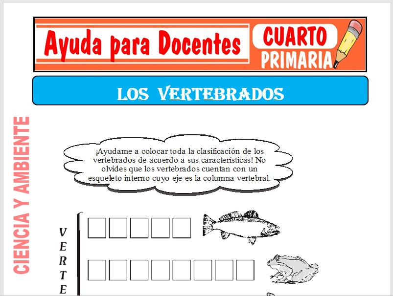 Modelo de la Ficha de Los Vertebrados para Cuarto de Primaria