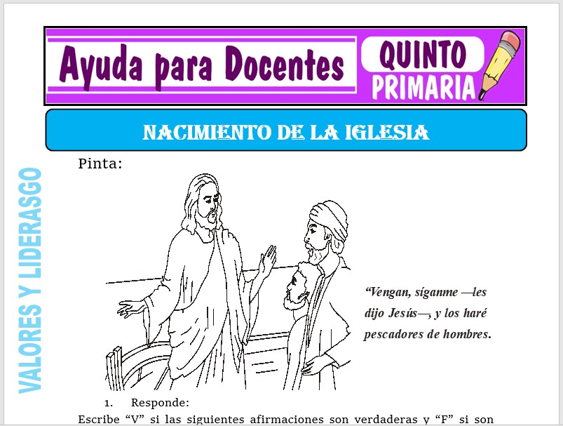 Modelo de la Ficha de Nacimiento de una Nueva Iglesia para Quinto de Primaria