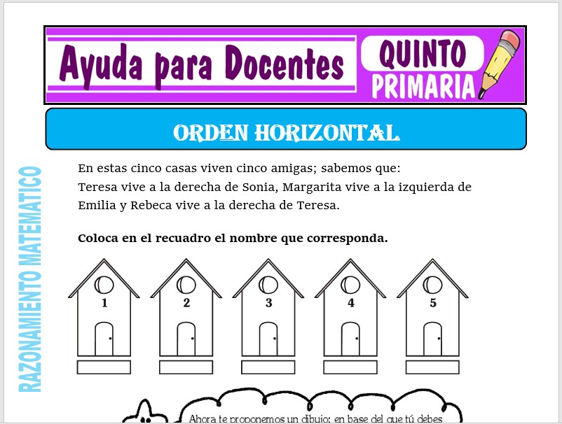Modelo de la Ficha de Orden Horizontal para Quinto de Primaria