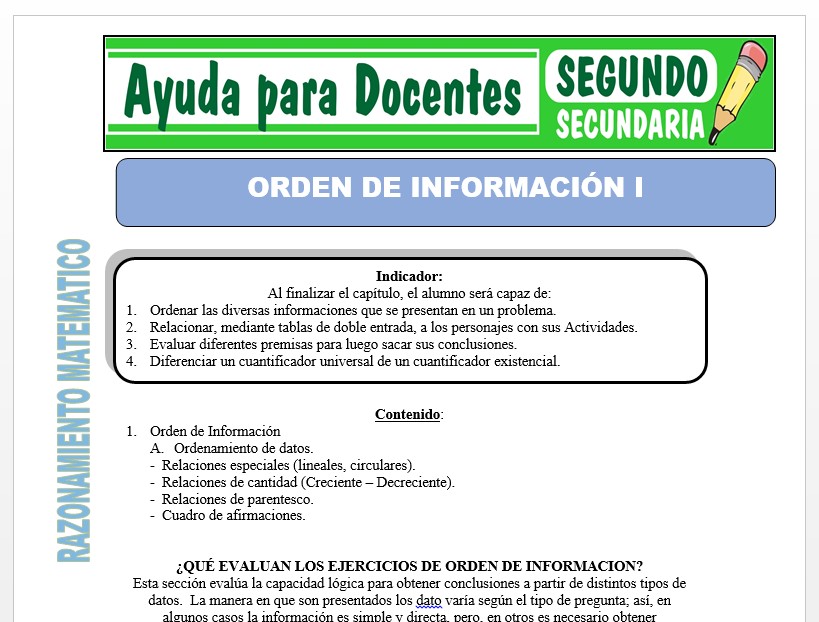Razonamiento Matemático para Segundo de Secundaria – Ayuda para Docentes