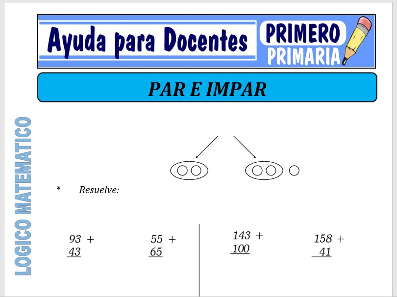 Modelo de la Ficha de Par e Impar para Primero de Primaria