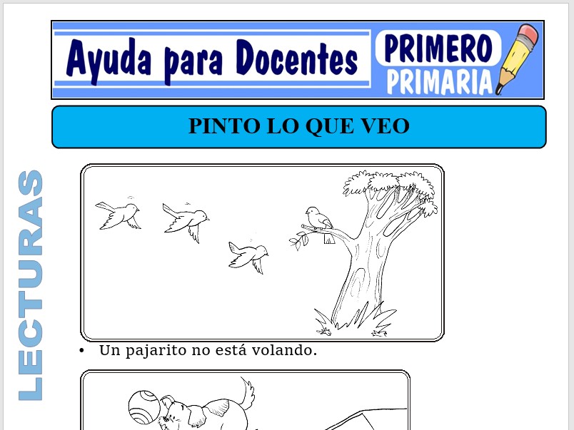 Modelo de la Ficha de Pinto lo Que Veo para Primero de Primaria