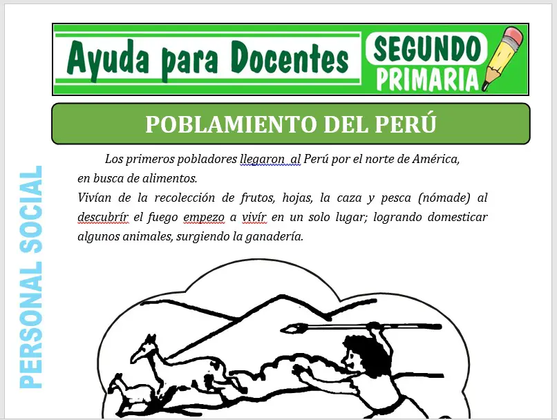 Modelo de la Ficha de Poblamiento del Perú para Segundo de Primaria