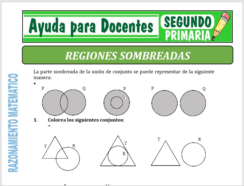 Modelo de la Ficha de Regiones Sombreadas para Segundo de Primaria