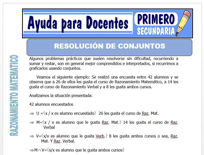 Modelo de la Ficha de ´Resolución de Conjuntos para Primero de Secundaria
