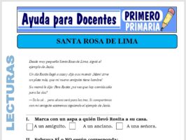 Modelo de la Ficha de Santa Rosa de Lima para Primero de Primaria