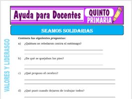 Modelo de la Ficha de Seamos Solidarios para Quinto de Primaria