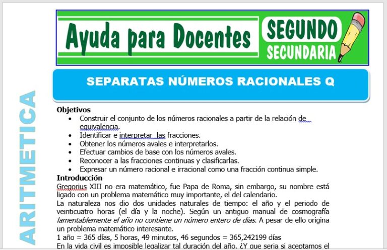 Aritmética para Segundo de Secundaria – Ayuda para Docentes