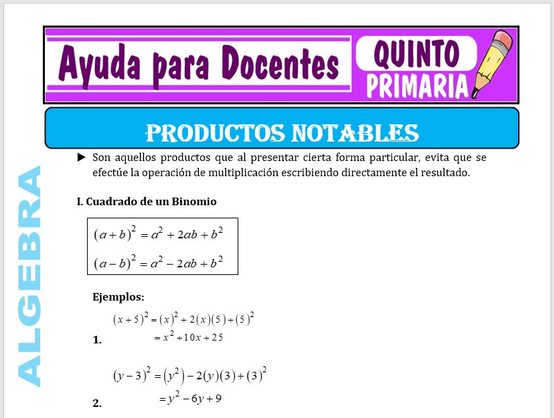 Modelo de la Ficha de Separatas de Productos Notables para Quinto de Primaria