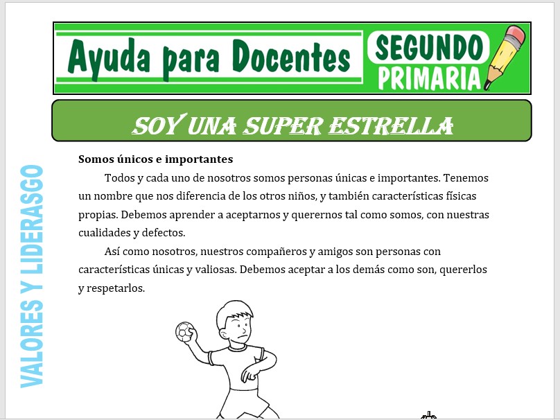 Modelo de la Ficha de Soy una Súper Estrella para Segundo de Primaria