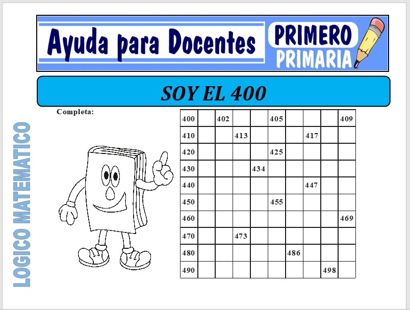Modelo de la Ficha de Soy el 400 para Primero de Primaria